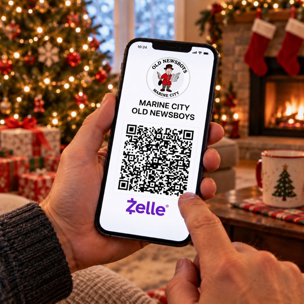 Scan to donate to Marine City Old Newsboys with Zelle